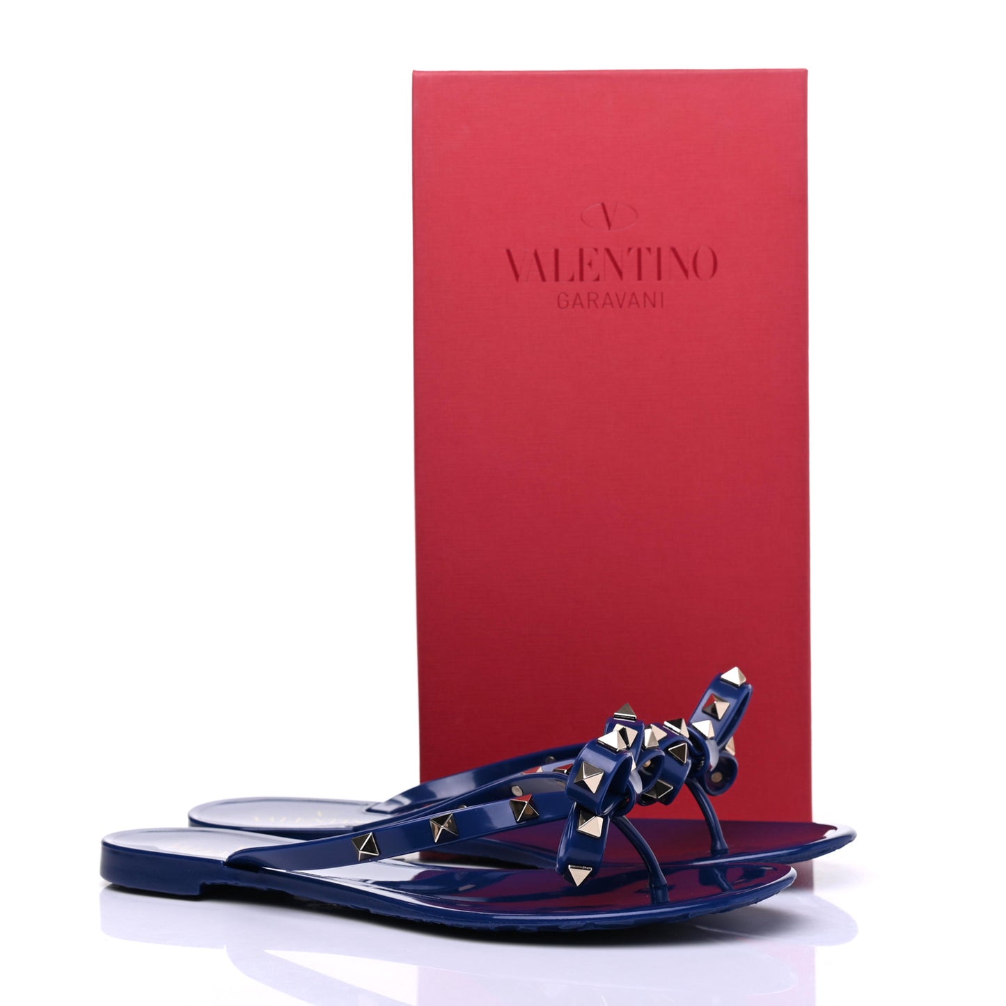 PVC Jelly Rockstud Bow Thong Sandals 39 Blu Delft