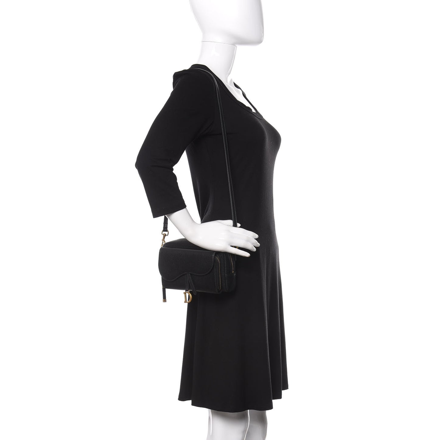 Goatskin Double Saddle Pouch Black