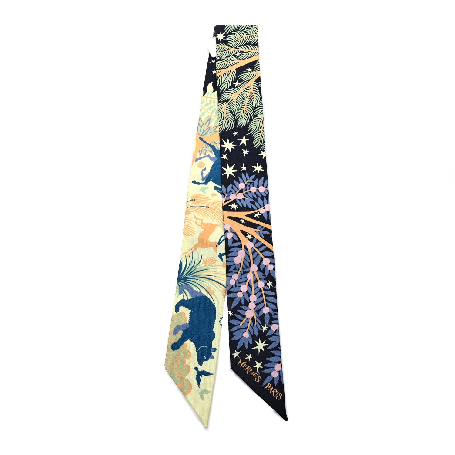 Hermes Silk Sous Le Charme D Orphee Twilly Bleu Black Jaune Soufre 2 of 4