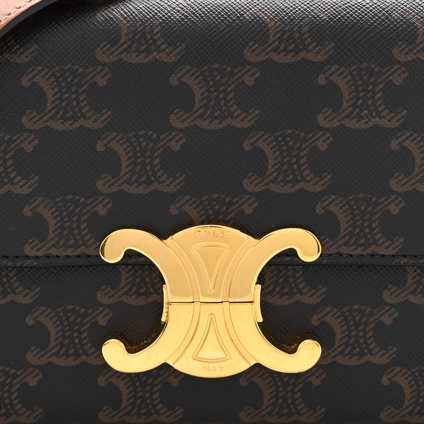 Canvas Calfskin Triomphe Shoulder Bag Tan