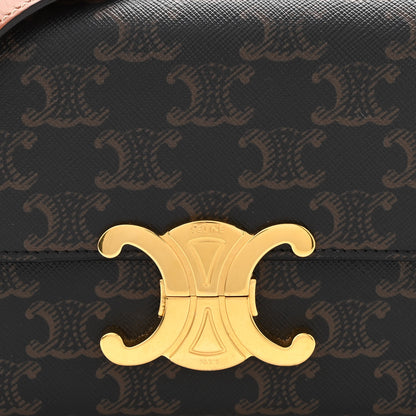 Celine Canvas Calfskin Triomphe Shoulder Bag Tan 7 of 9