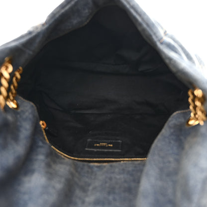 Saint Laurent Denim Quilted Medium Loulou Puffer Monogram Chain Satchel Blue Cinnamon 5 of 12