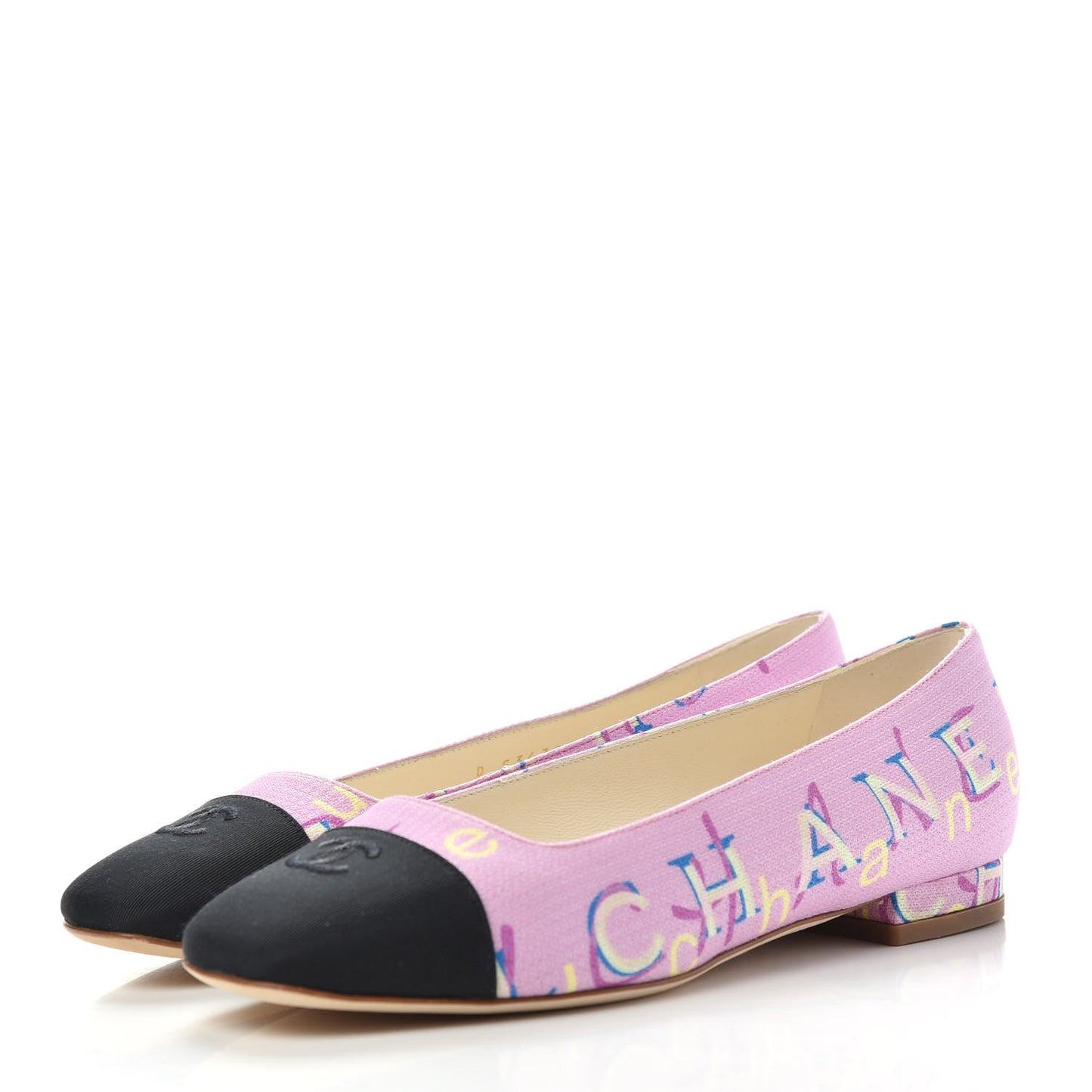 Fabric Grossgrain CC Flats 35.5 Pink Black