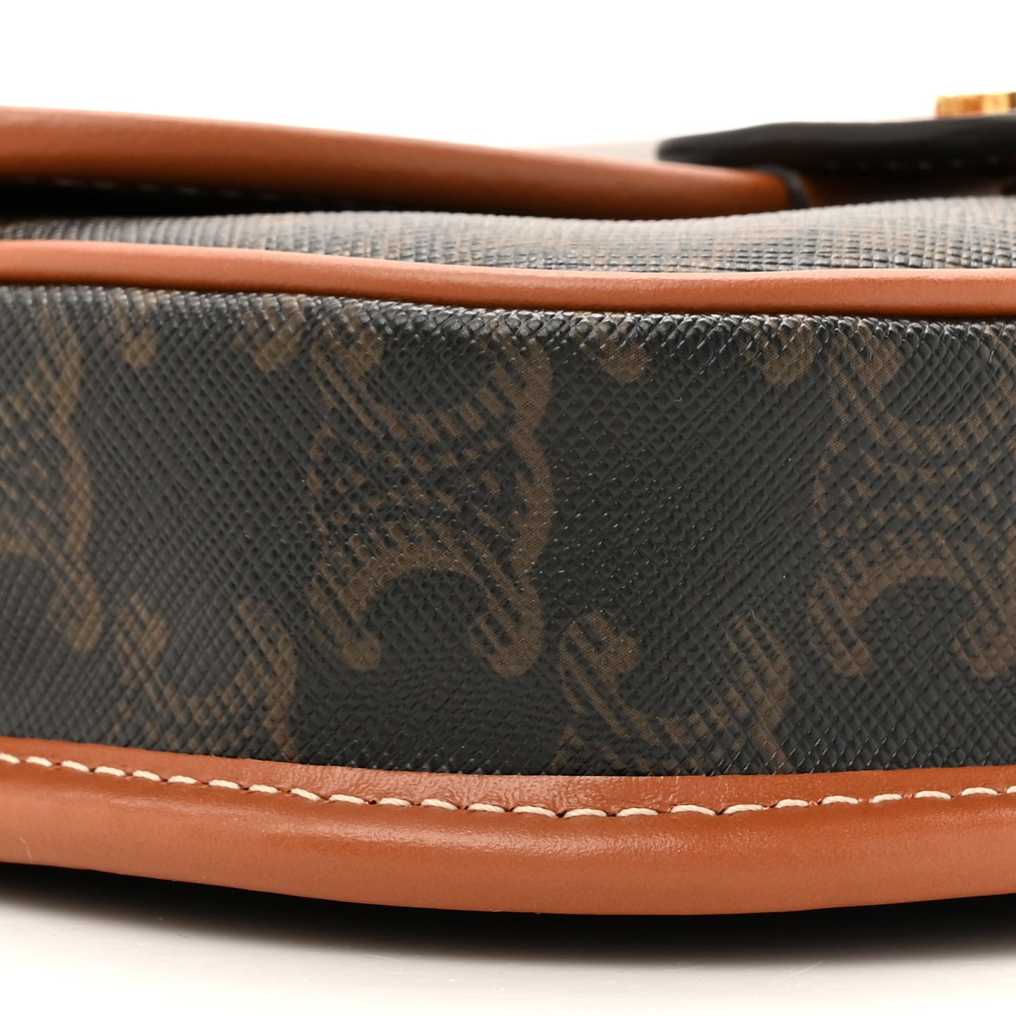 Canvas Calfskin Triomphe Mini Besace Tan