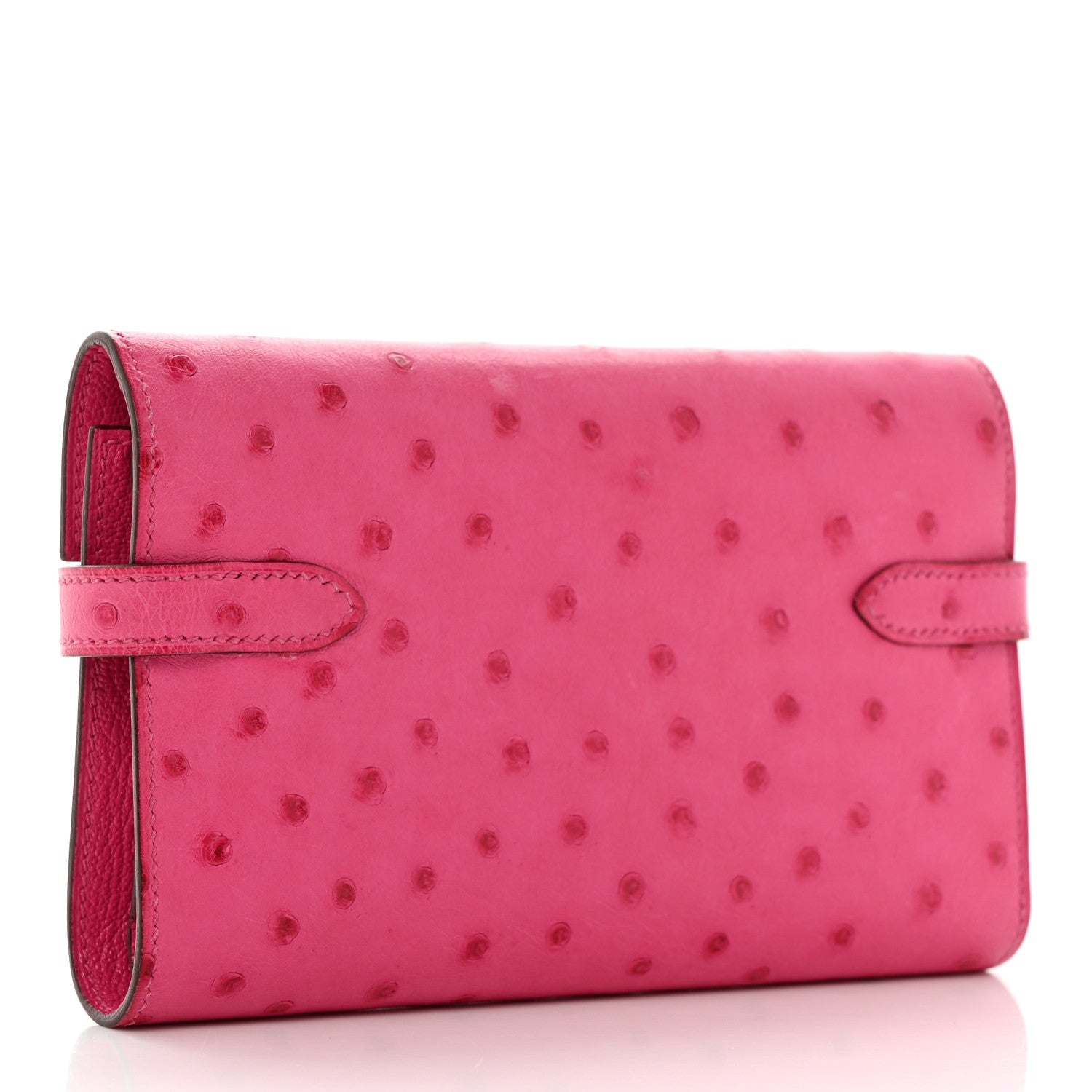 Hermes Ostrich Kelly Medium Wallet Rose Tyrien 3 of 12
