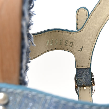 Chanel Denim Cork Pearl Sandals 39 Blue 9 of 9