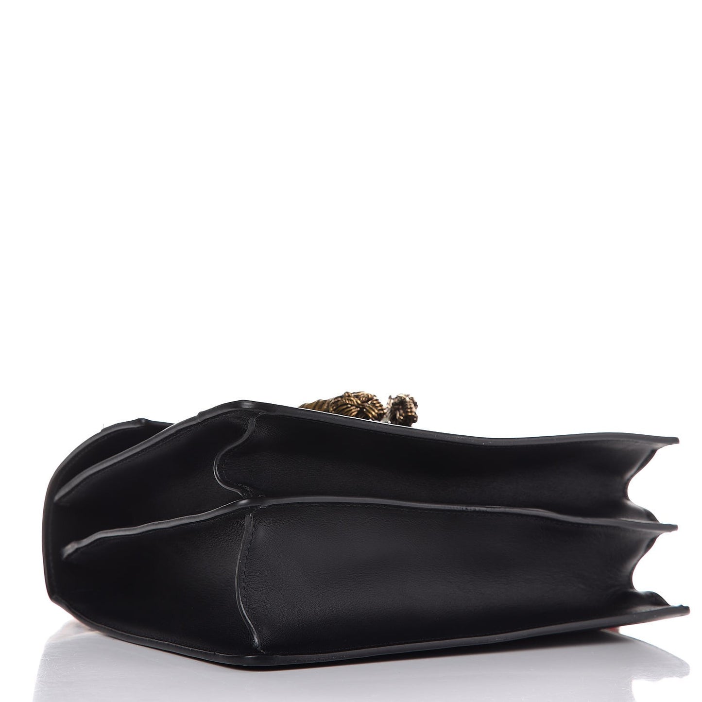 Moon Calfskin Web Medium Dionysus Bamboo Top Handle Bag Black Bright Evergreen Hibiscus Red