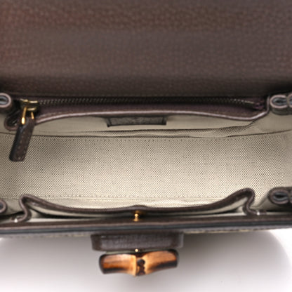 Gucci Monogram Jumbo GG Textured Dollar Calfskin Web Small Bamboo 1947 Top Handle Bag Camel Ebony New Acero 5 of 10