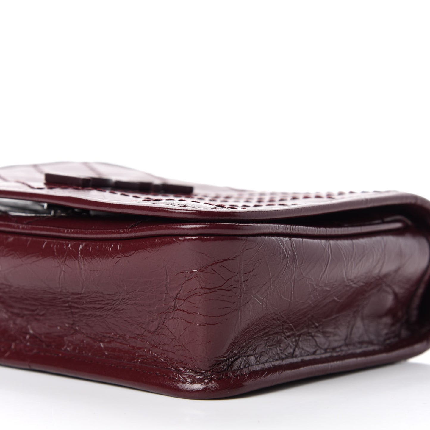 Crinkled Calfskin Matelasse Monogram Niki Chain Wallet Dark Legion Red