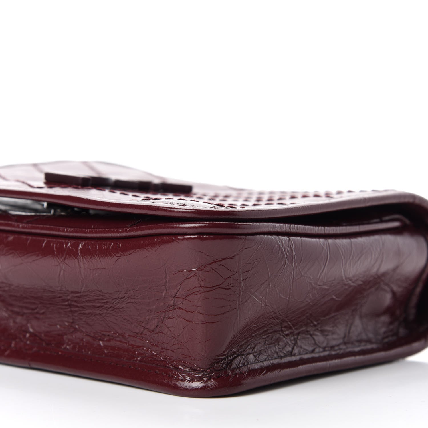 Saint Laurent Crinkled Calfskin Matelasse Monogram Niki Chain Wallet Dark Legion Red 7 of 11