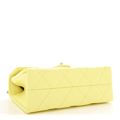 Chanel Caviar Quilted Retro Mini Twist Top Handle Clutch Flap Light Yellow 4 of 11