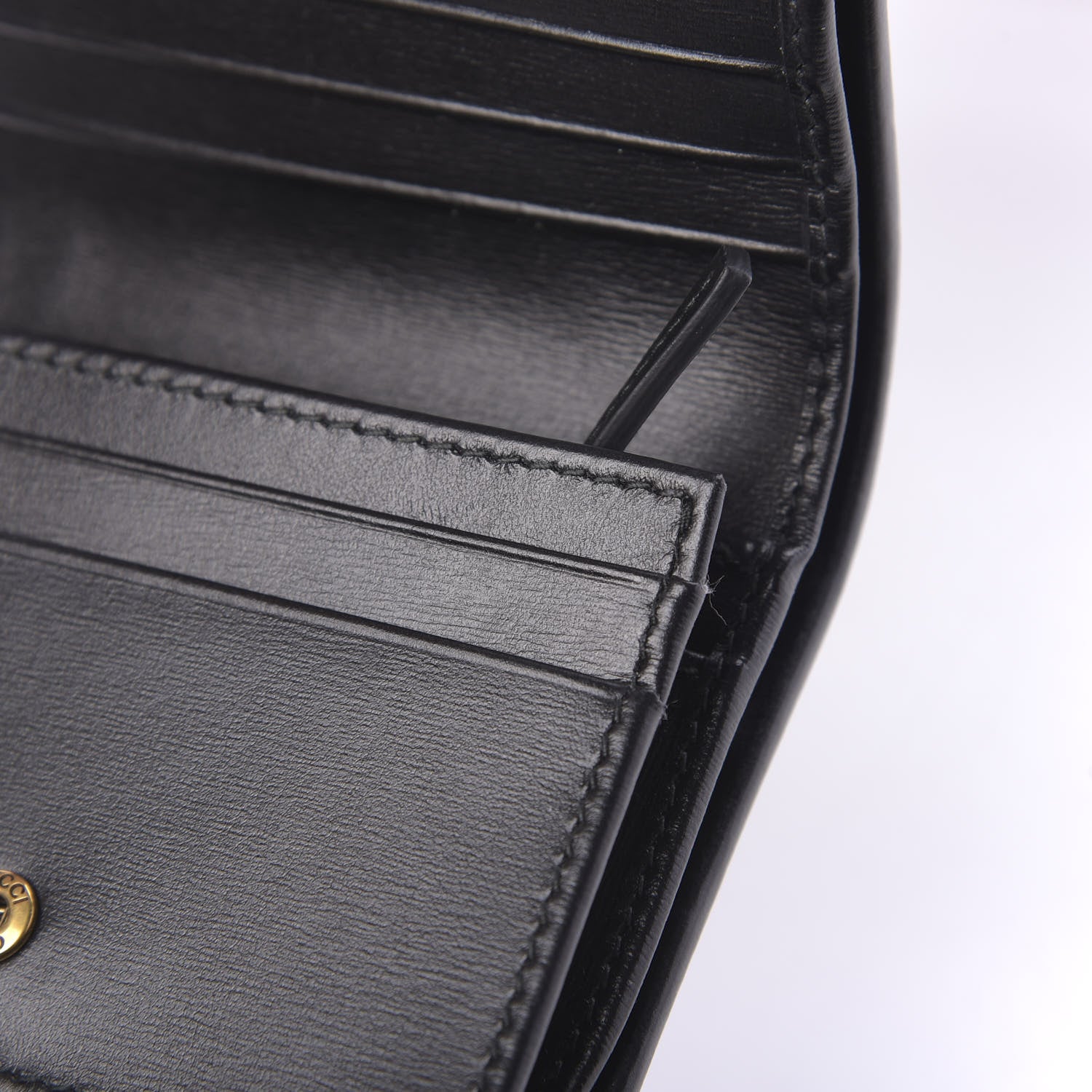 Gucci Calfskin Web Trapuntata GG Marmont Card Case Wallet Black 8 of 11