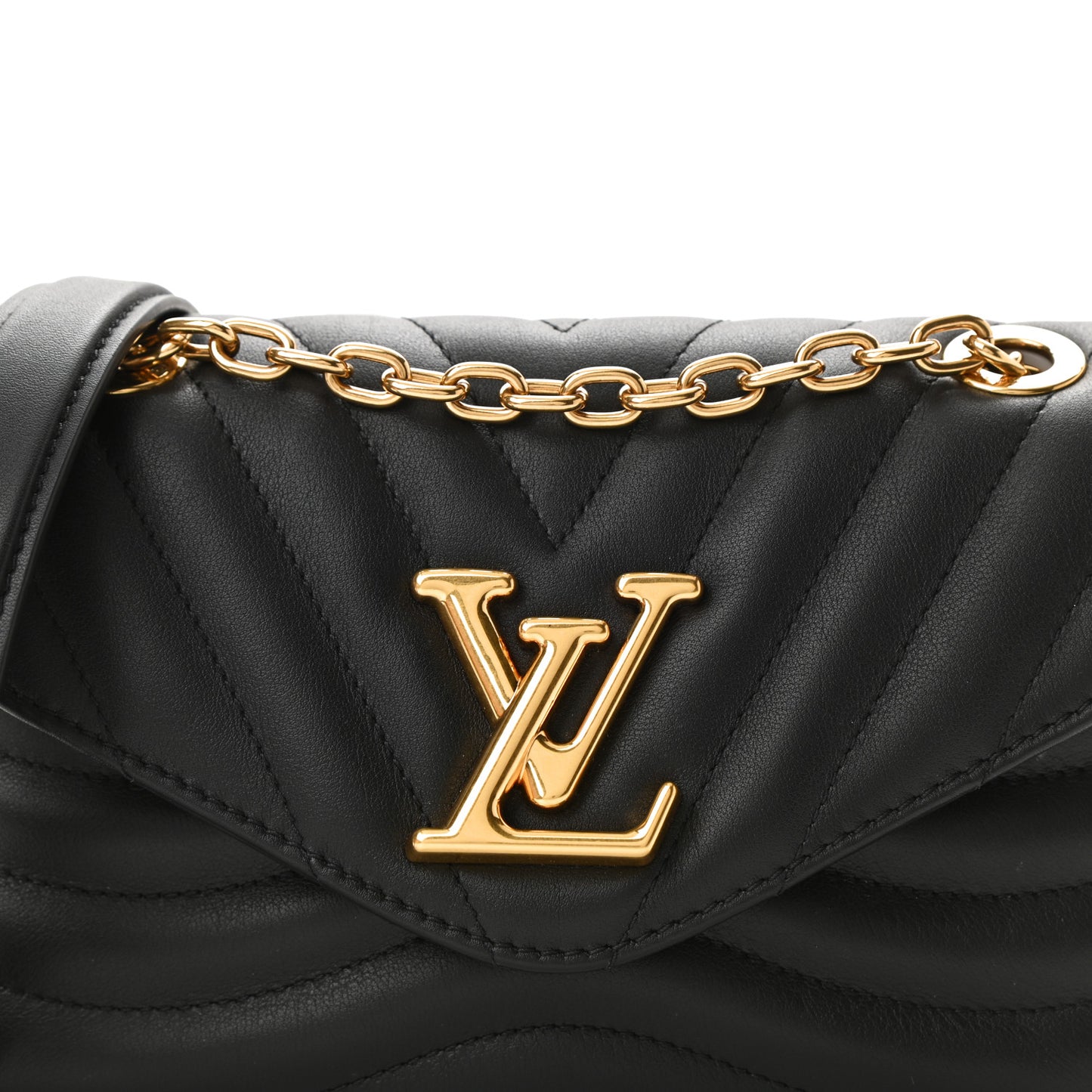 Calfskin LV New Wave Chain Bag Black