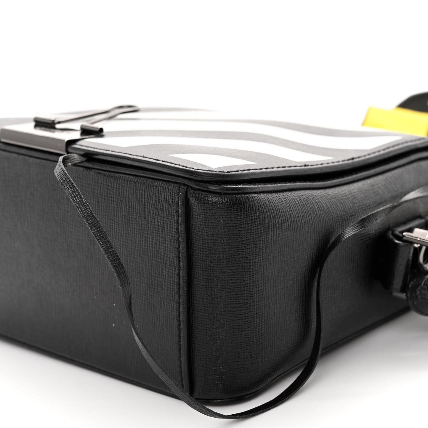 Calfskin Diag Flap Bag Black White