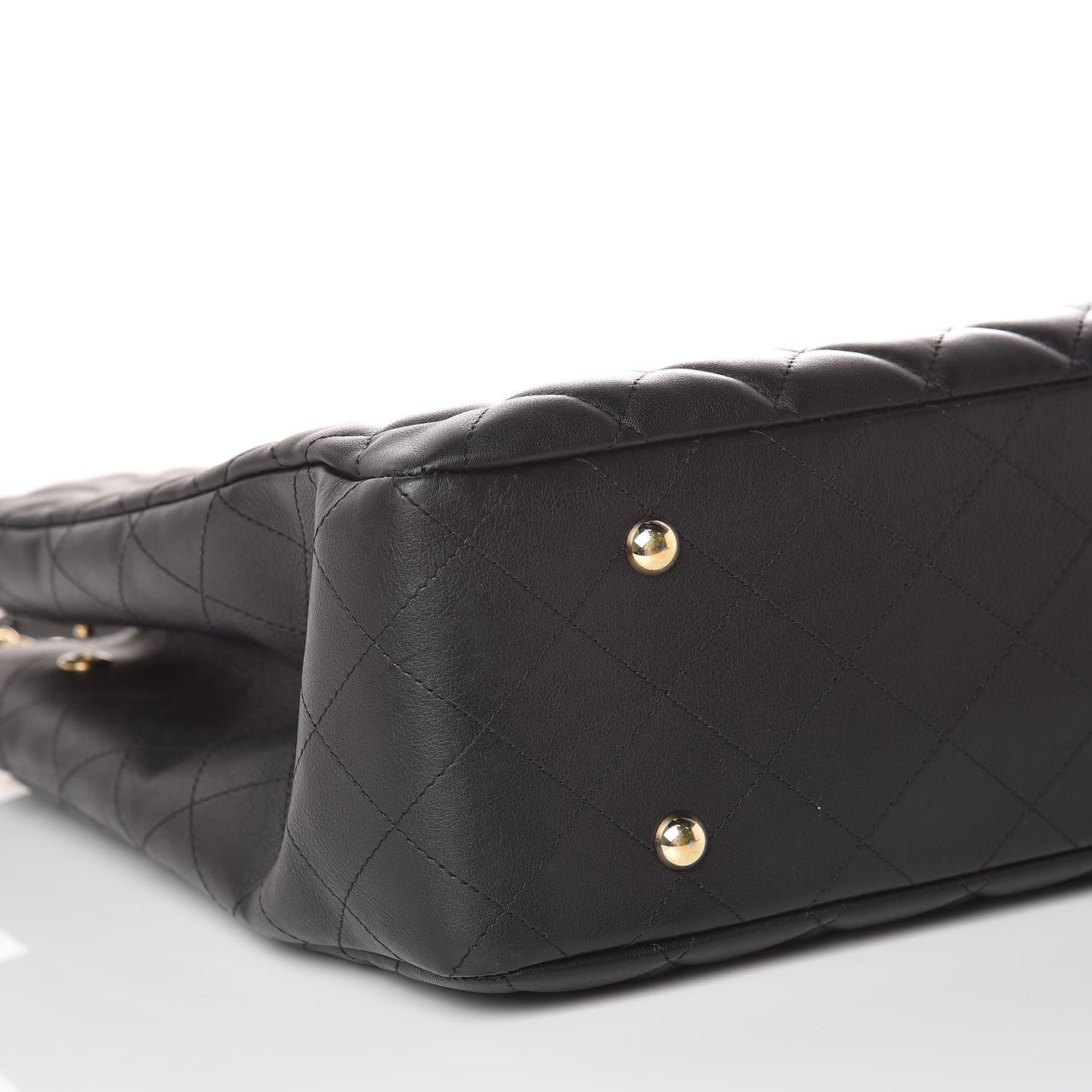 Calfskin Quilted Large CC Shopping Tote Black