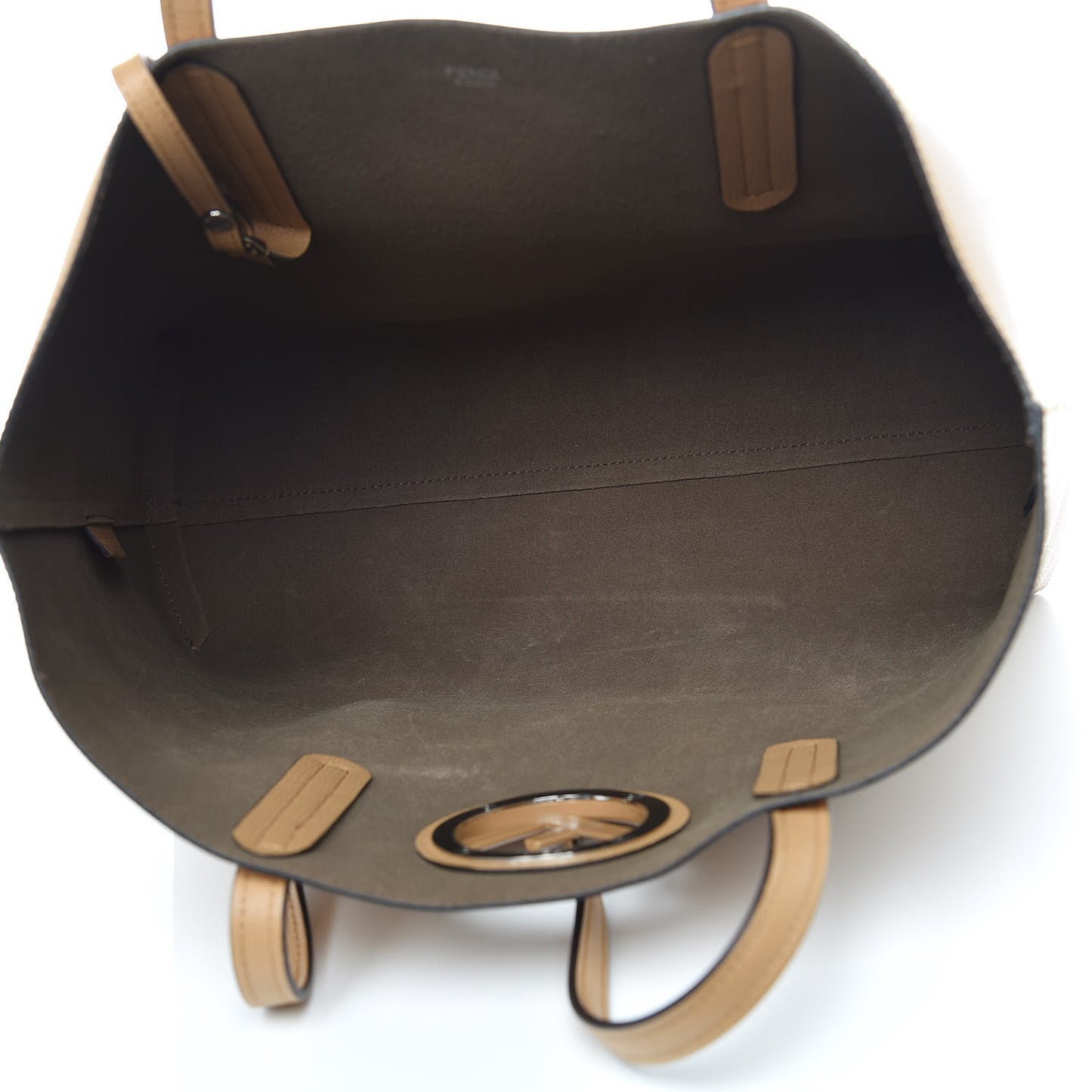 Vitello Vienna Enamel F is Fendi Shopping Tote Miele Scuro Taupe