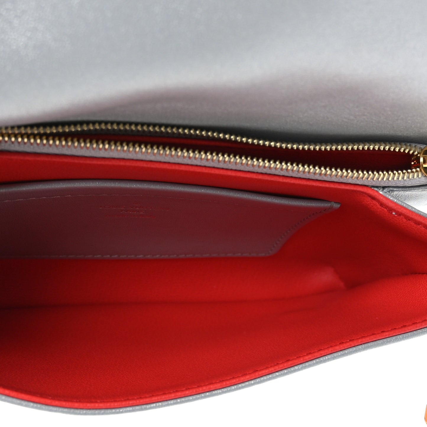 Metallic Lambskin Embossed Monogram Pochette Coussin Silver