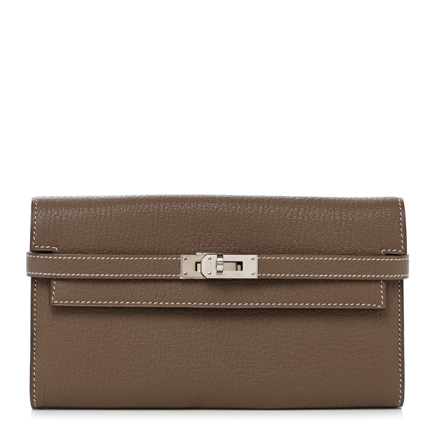 Hermes Chevre Mysore Kelly Longue Wallet Etoupe 1 of 8