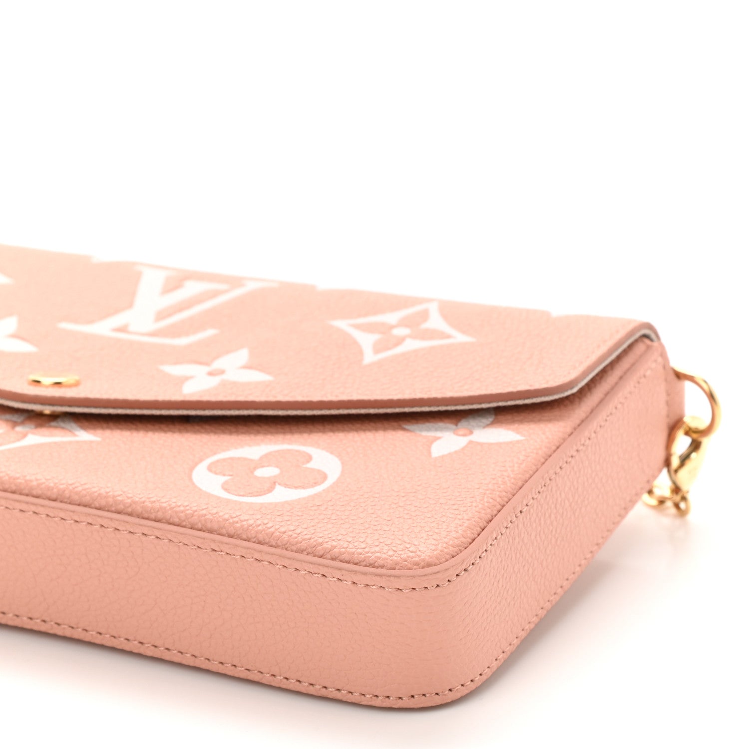 Louis Vuitton Empreinte Monogram Giant Felicie Pochette Chain Wallet Rose Trianon Creme 10 of 10