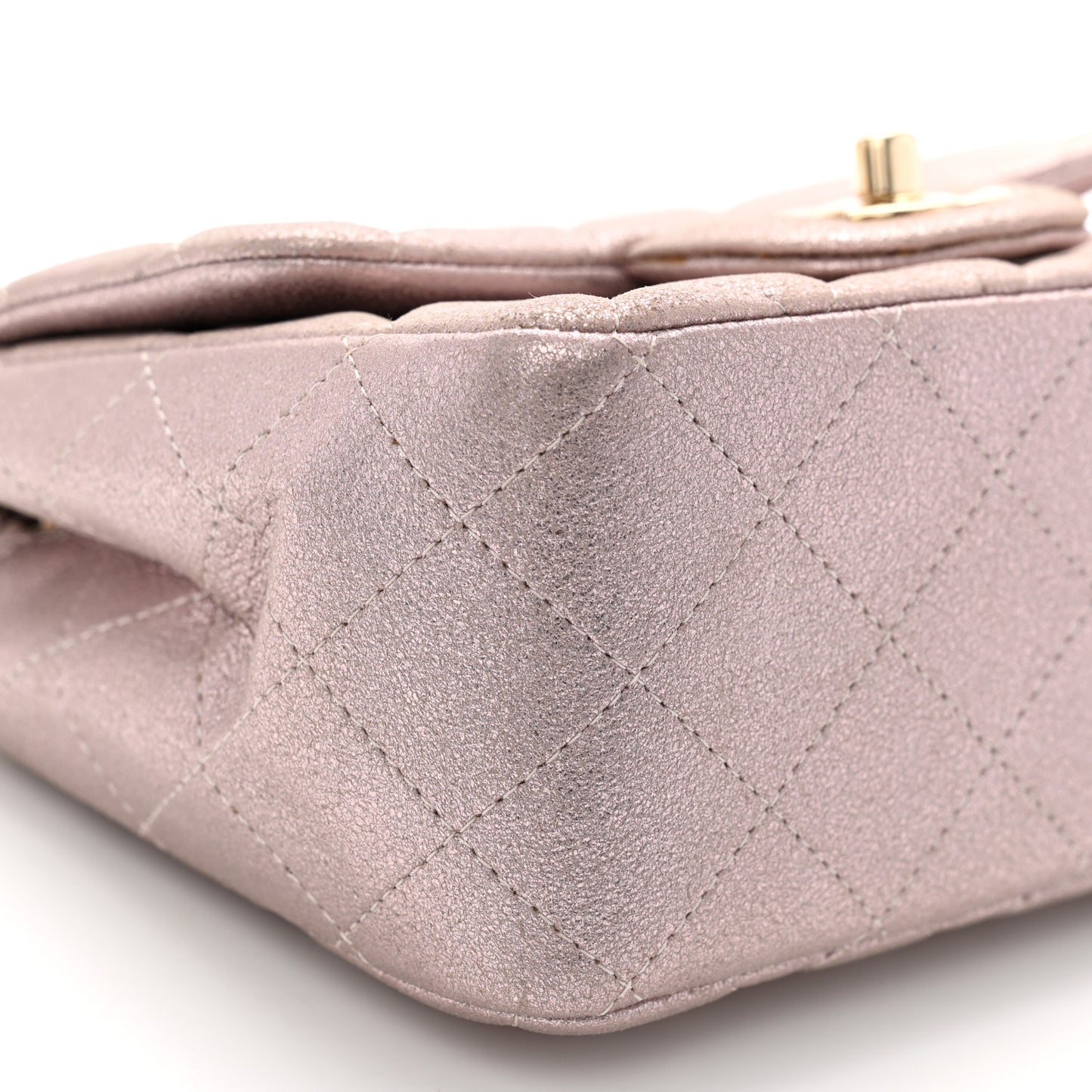 Metallic Lambskin Quilted Mini Square Flap Pink