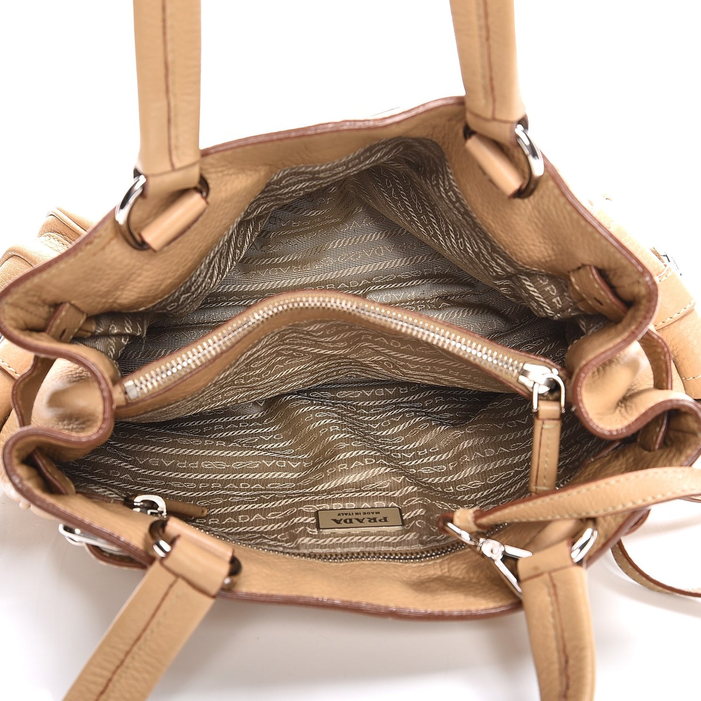 Vitello Daino Buckle Shoulder Bag Sabbia