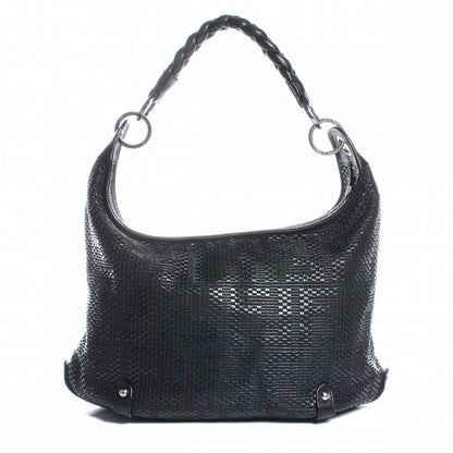 Fendi Leather Zucca Woven Hobo Black 3 of 9