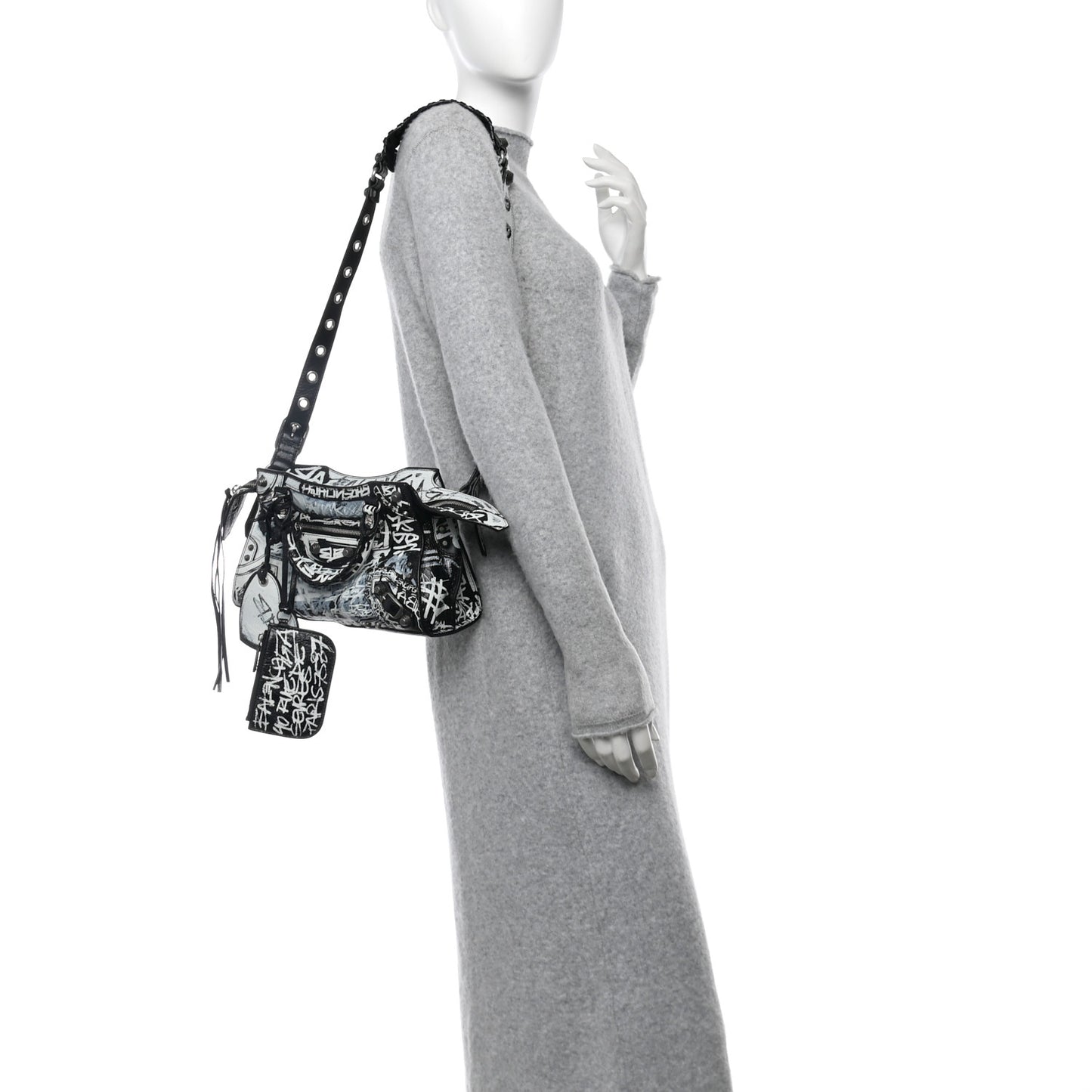 Agneau Arena Graffiti Neo Cagole Handbag XS Black White