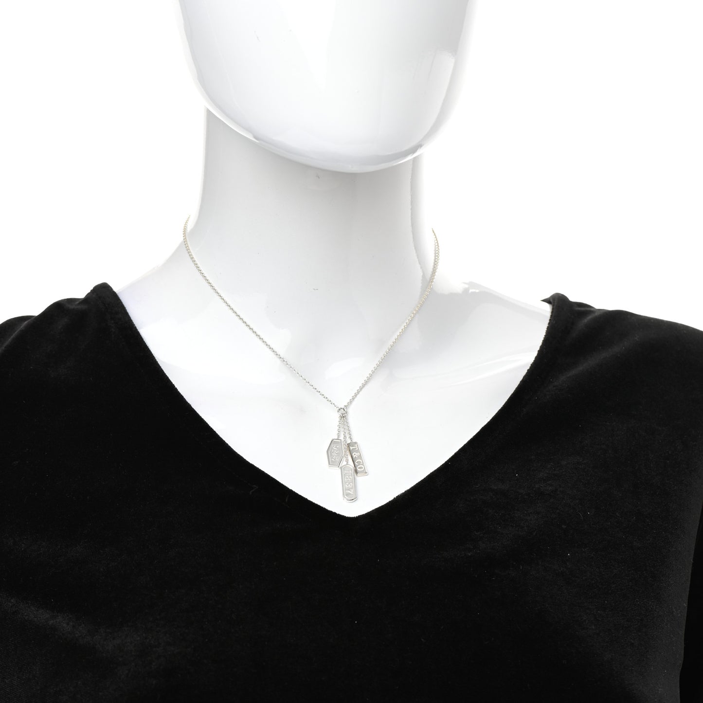 Sterling Silver 1837 Triple Tag Lariat Necklace
