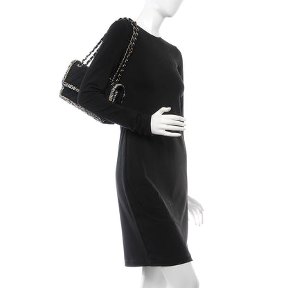 Chanel Denim Braided Medium Flap Bag Black 2 of 9