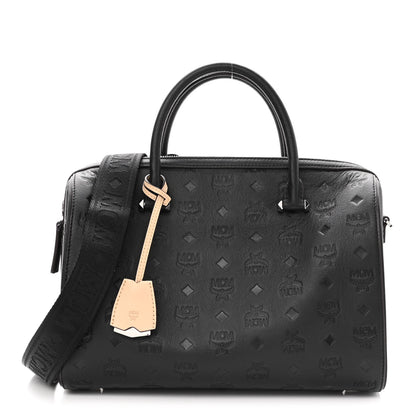 MCM Calfskin Ottomar Monogram Essential Boston Bag Black 1 of 9