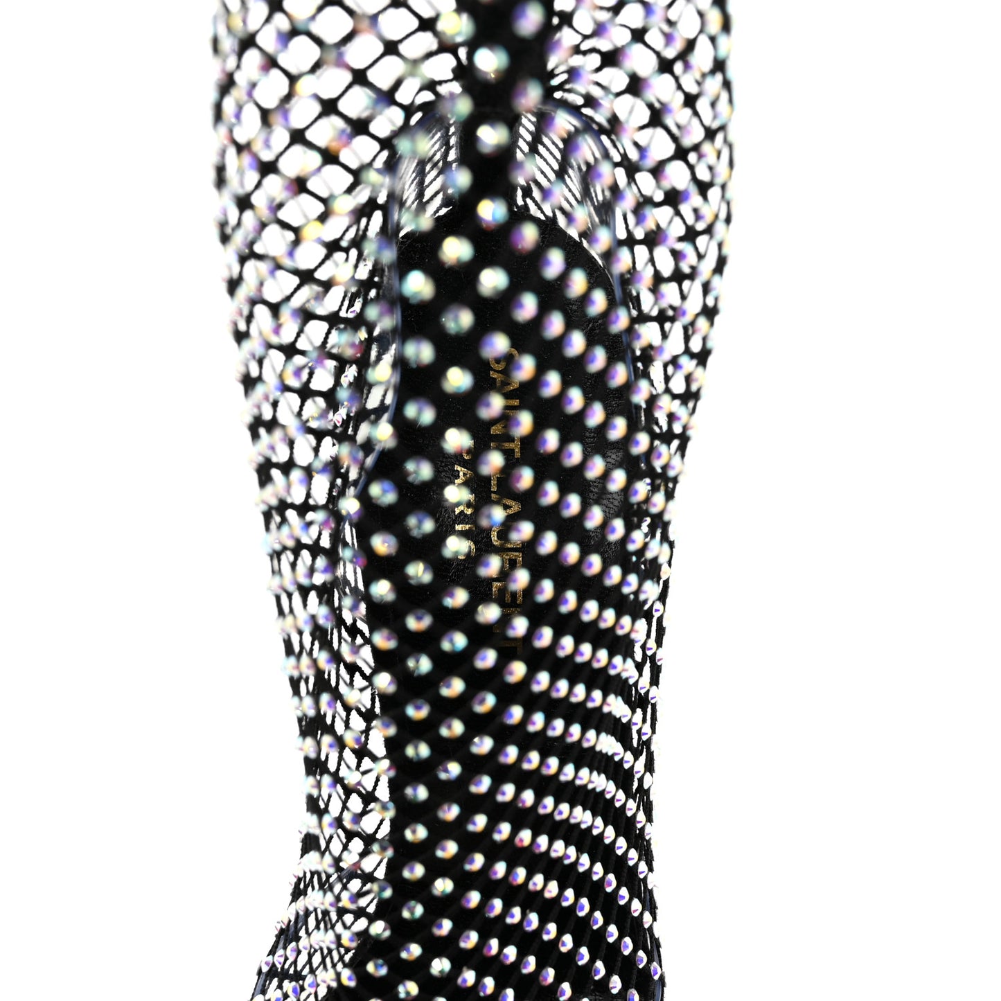 Mesh Crystal 68 Knee High Boots 39 Black