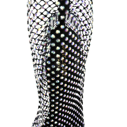 Saint Laurent Mesh Crystal 68 Knee High Boots 39 Black 6 of 8