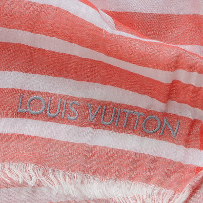 Louis Vuitton Silk Wool Rayures Shawl Red 6 of 6