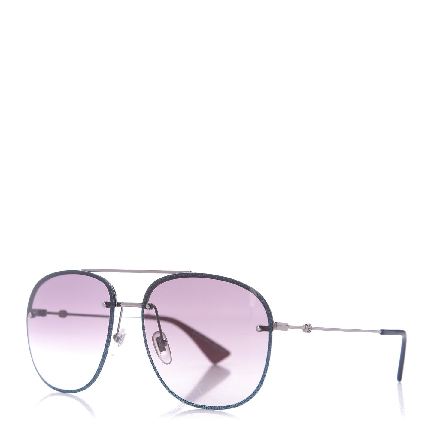 Metal Glitter Aviator Sunglasses G0227S Blue Silver