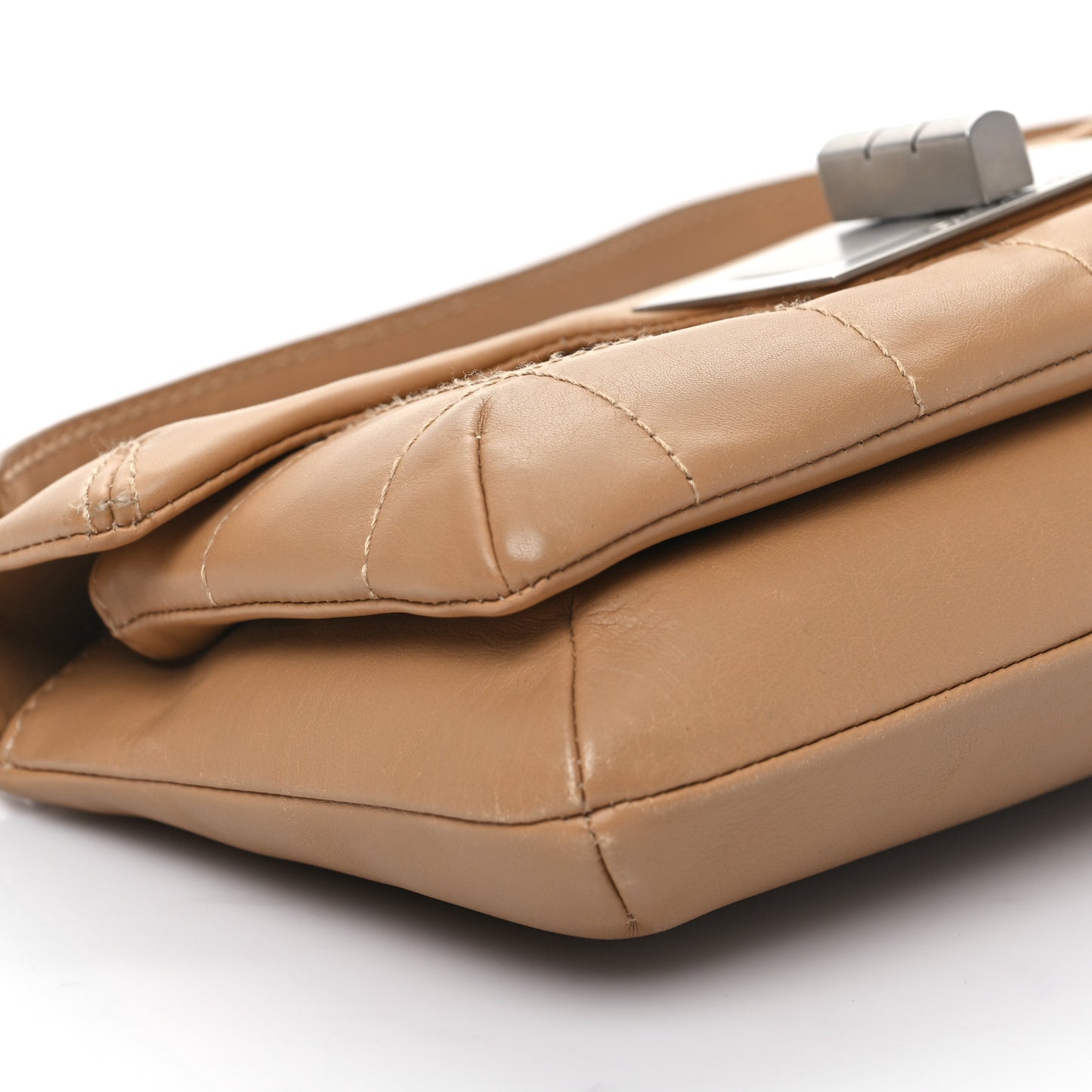 Lambskin Mademoiselle Chocolate Bar Shoulder Bag Beige