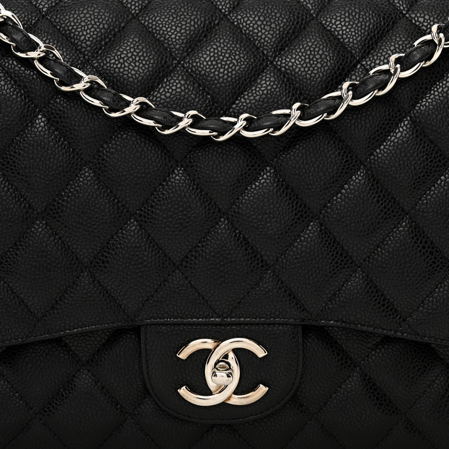 Caviar Quilted Maxi Double Flap Black