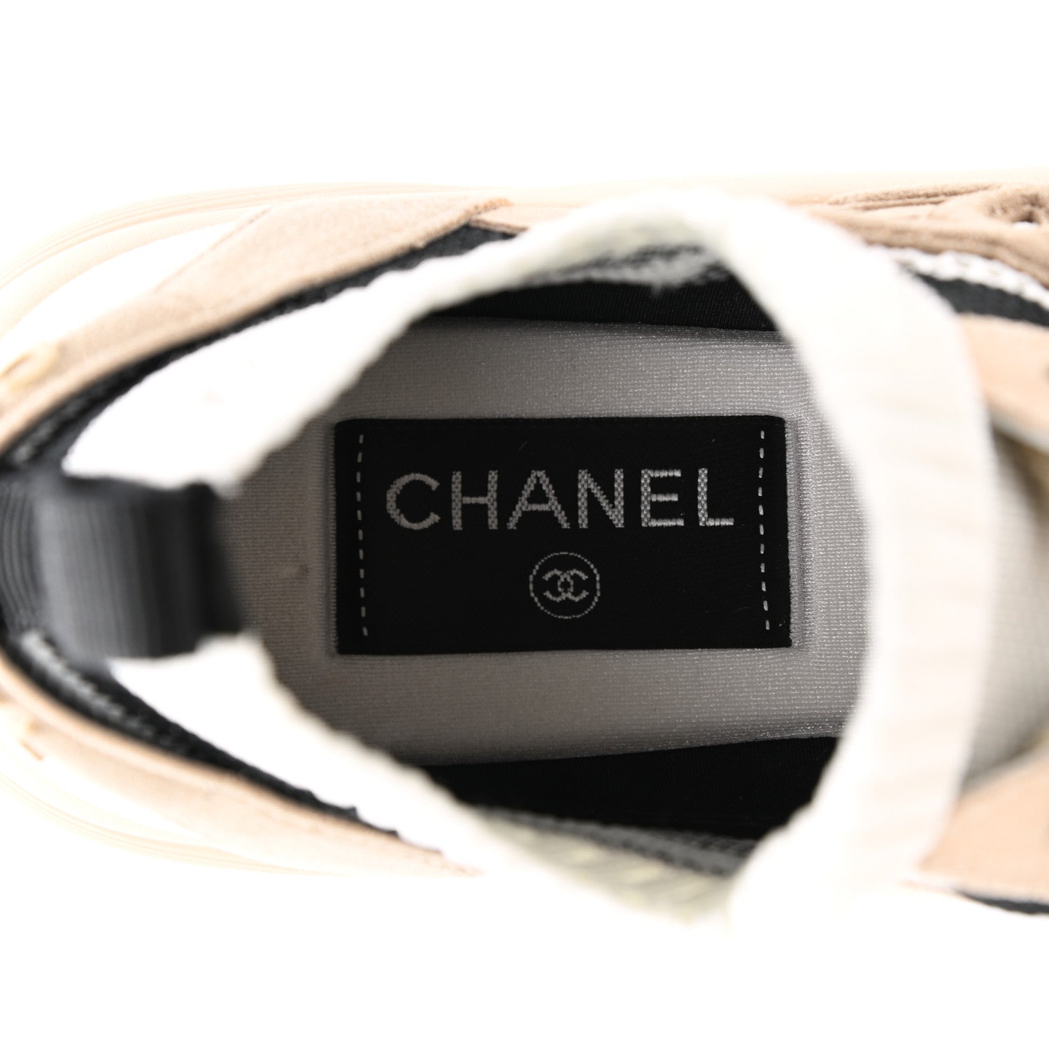 Chanel Mesh Suede Fabric Womens CC Sneakers 38 Light Pink White Black 6 of 8