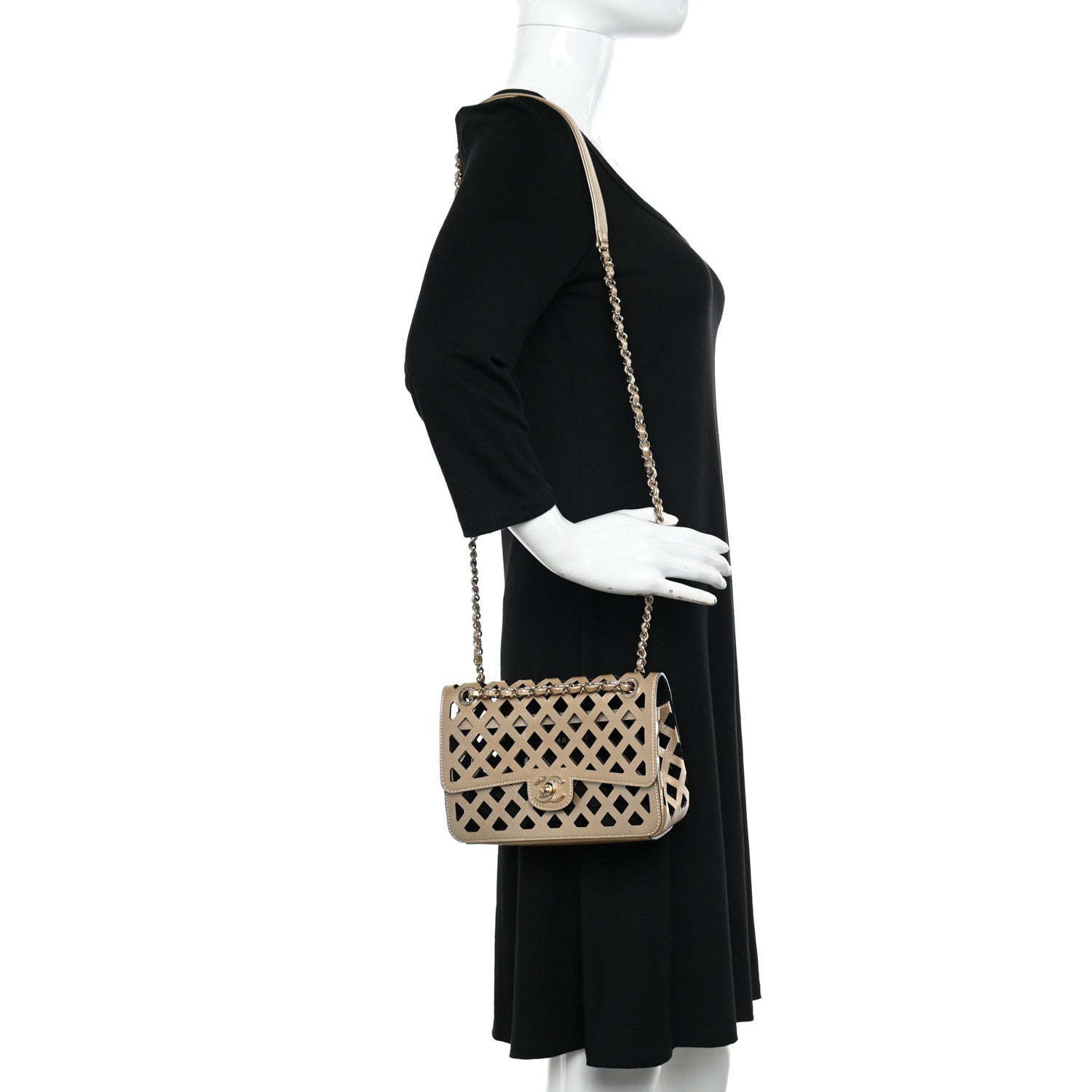 Chanel Metallic Lambskin Small Sea Through Flap Gold Black 2 of 14