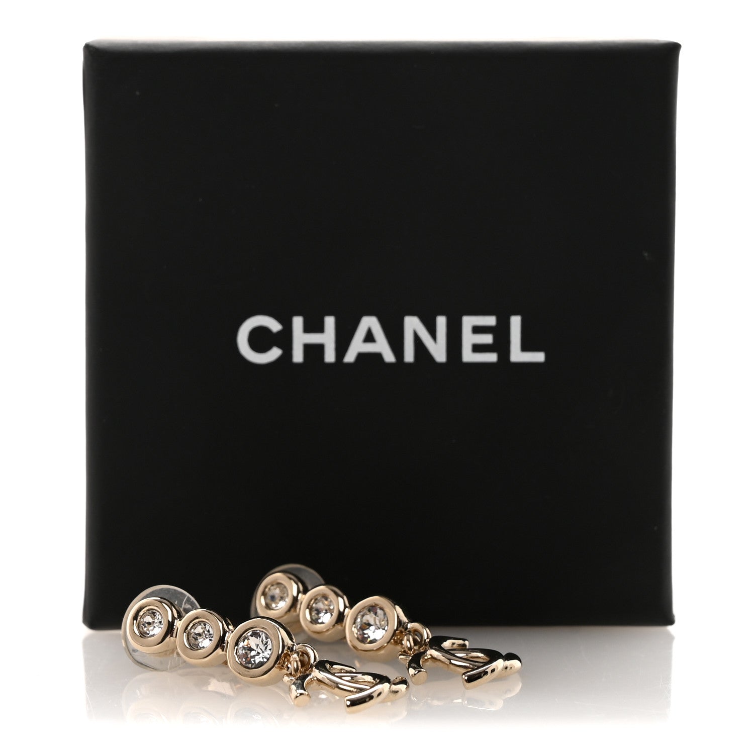 Chanel Crystal CC Drop Clip On Earrings Gold 5 of 5