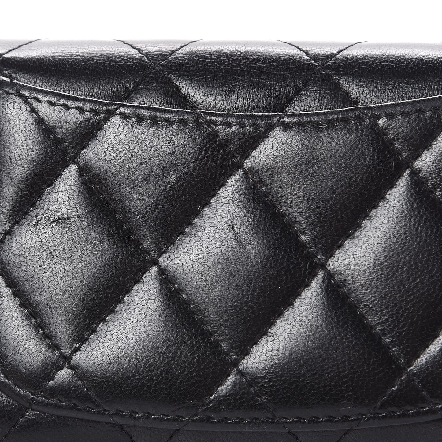 Lambskin Quilted Flap Card Holder Wallet Black