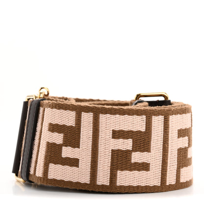 Fendi Ribbon Vitello Century FF 1974 Embroidered Adjustable Strap You Fango Rosa Confetto Chocolate 2 of 5