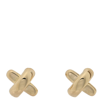 Tiffany 18K Yellow Gold 5mm Cross Stitch Earrings 1 of 4