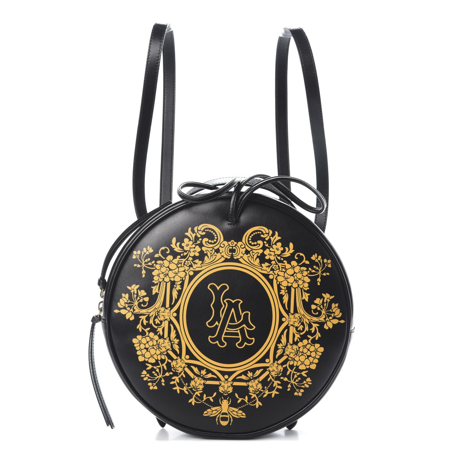 Gucci Calfskin LA Round Backpack Black Gold 1 of 8