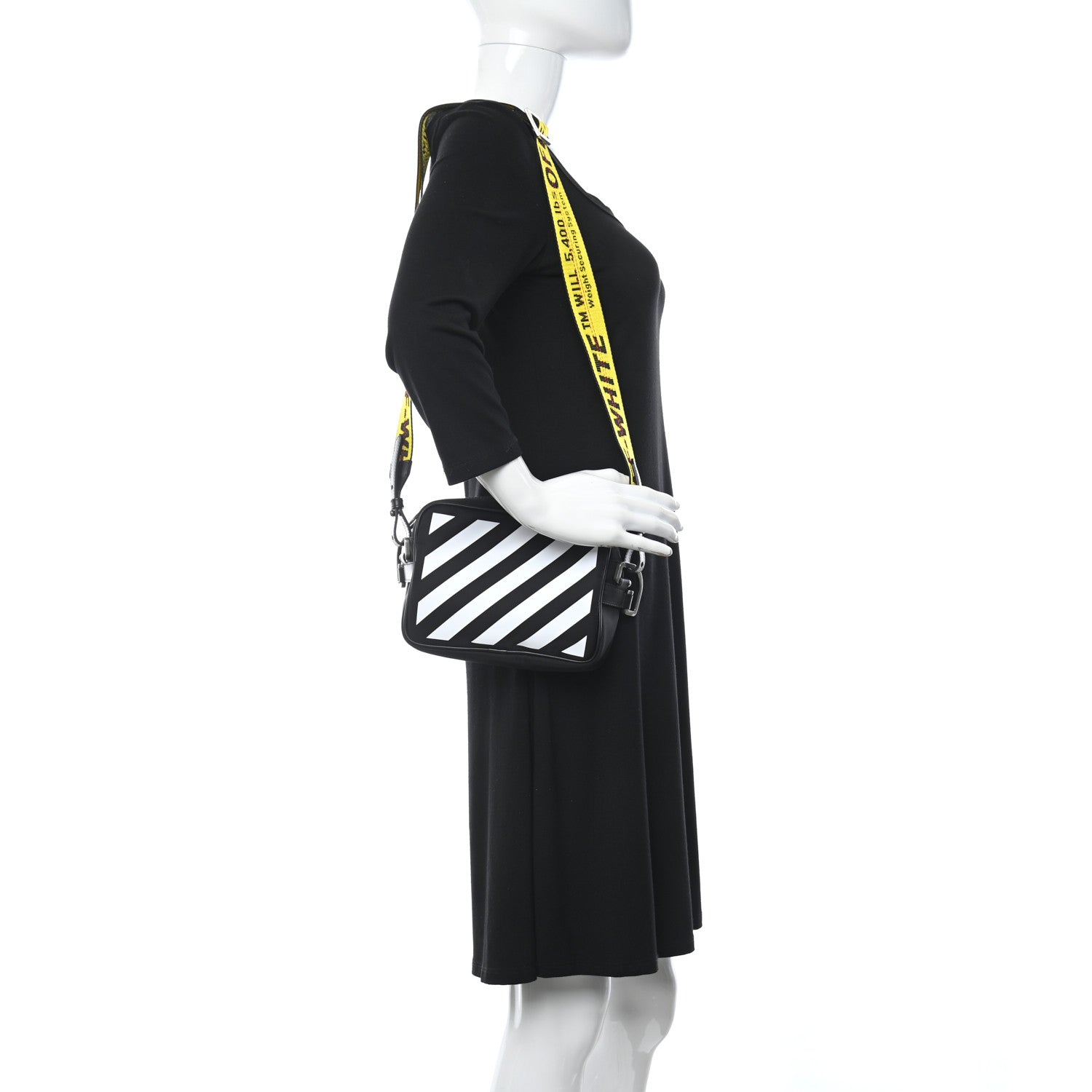 Off-White Nylon Diag Striped Crossbody Bag Black White 2 of 10