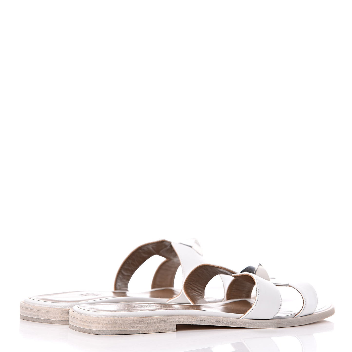 Box Calfskin Clous Pyramide Oran Sandals 39.5 White