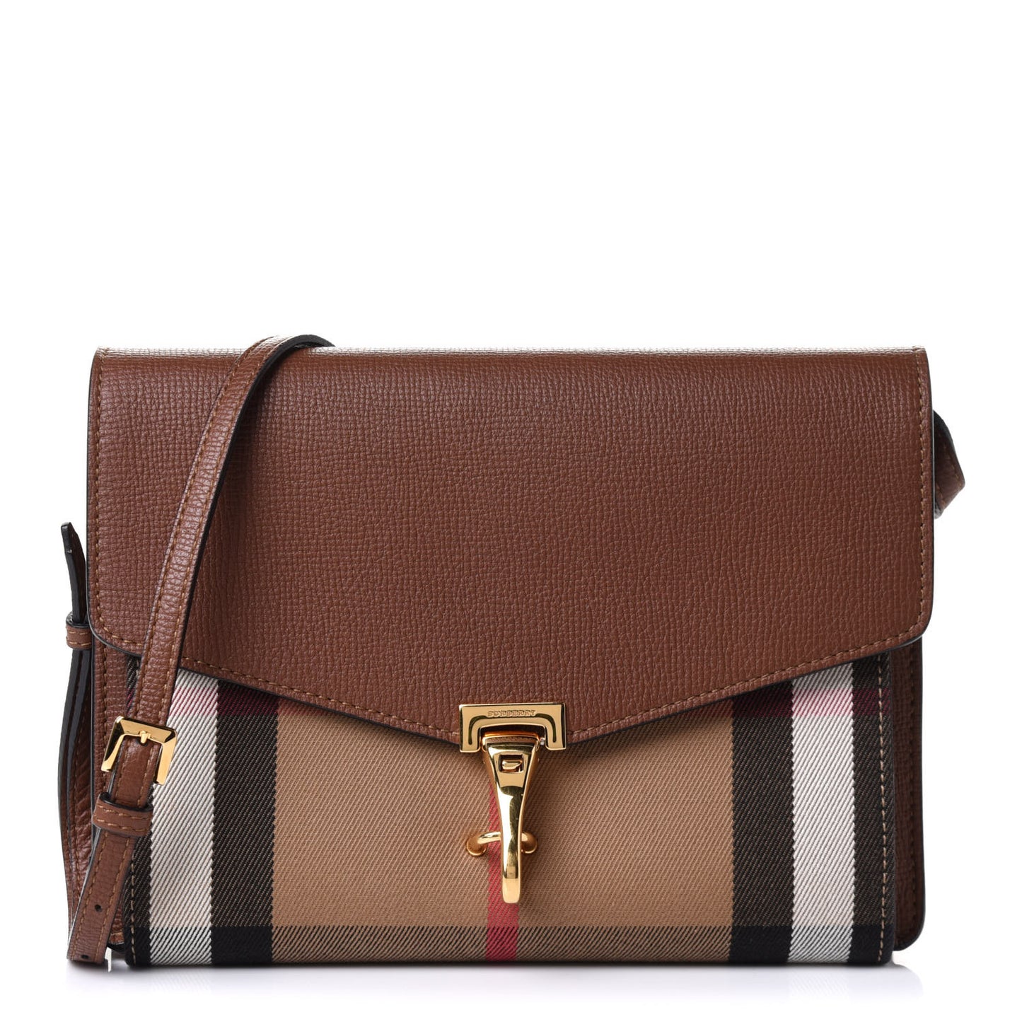 Derby Calfskin House Check Small Macken Crossbody Bag Tan