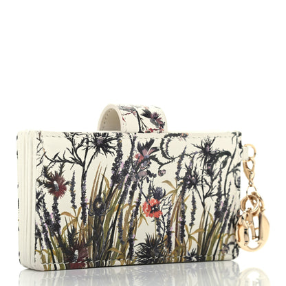Christian Dior Calfskin Floral Print Lady Dior Gusseted Card Holder Latte Multicolor 2 of 4