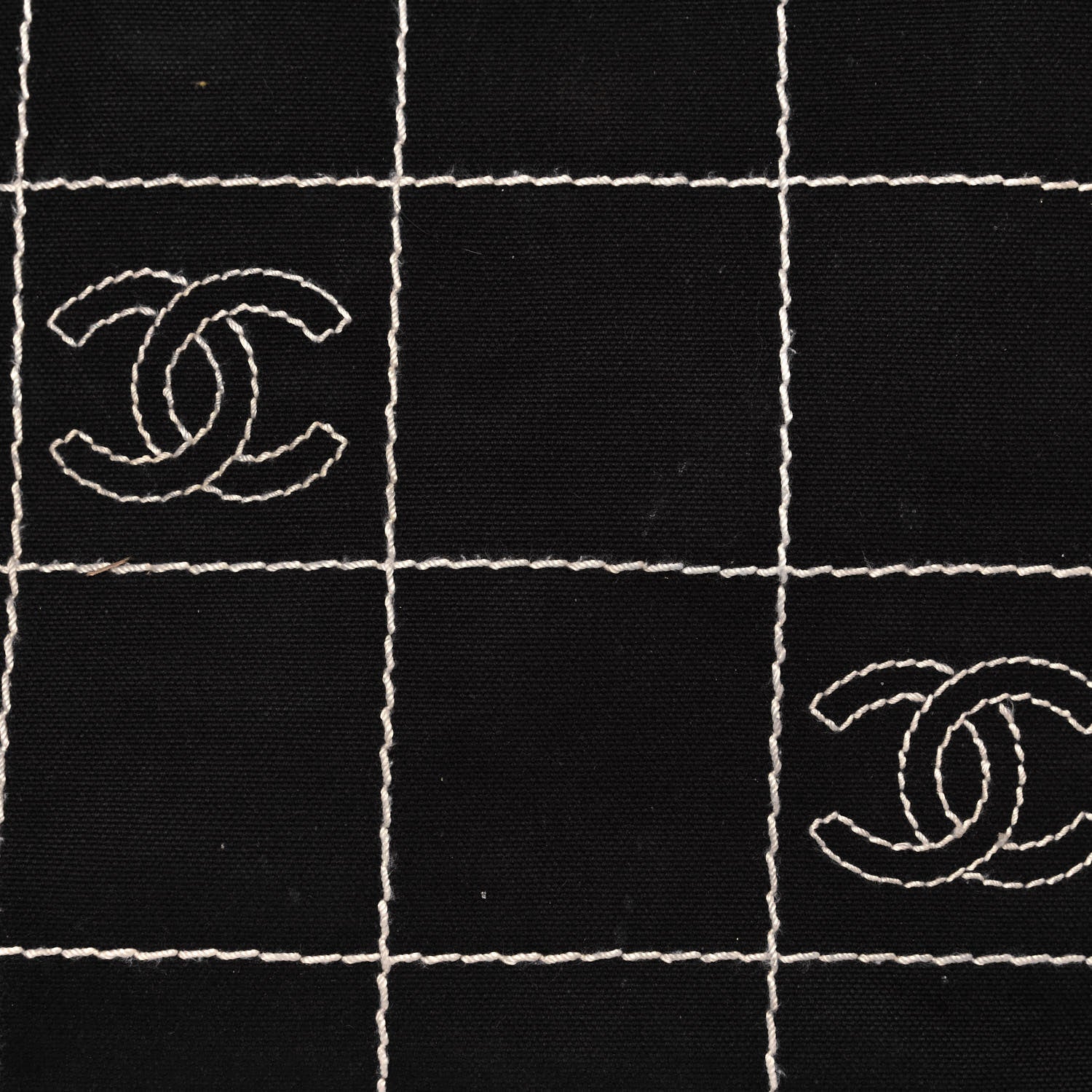Chanel Canvas Square Stitched CC Tote Black 7 of 18