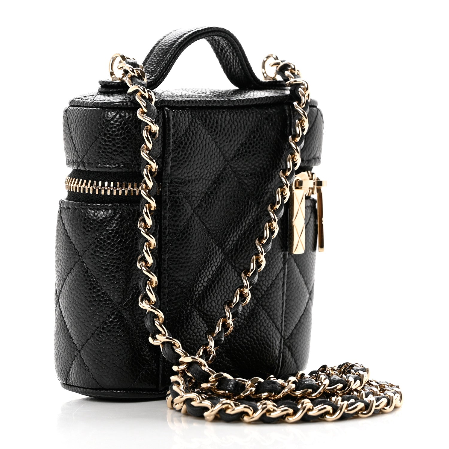 Chanel Caviar Quilted Small Handle With Care Vanity Case With Chain Black 3 of 8