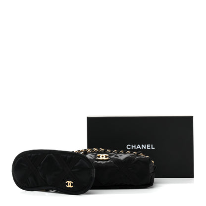 Chanel Nylon Grosgrain Lifestyle Pouch With Sleep Mask Black 9 of 9